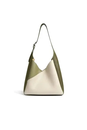 Color Block Leather Shoulder Hobo bag