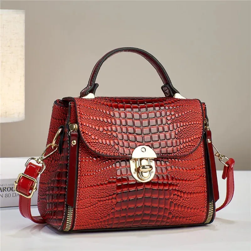 Commuting Crocodile Pattern Leather Handbag
