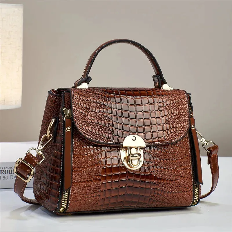 Commuting Crocodile Pattern Leather Handbag