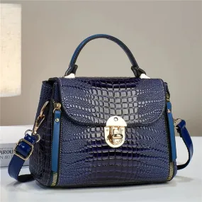 Commuting Crocodile Pattern Leather Handbag