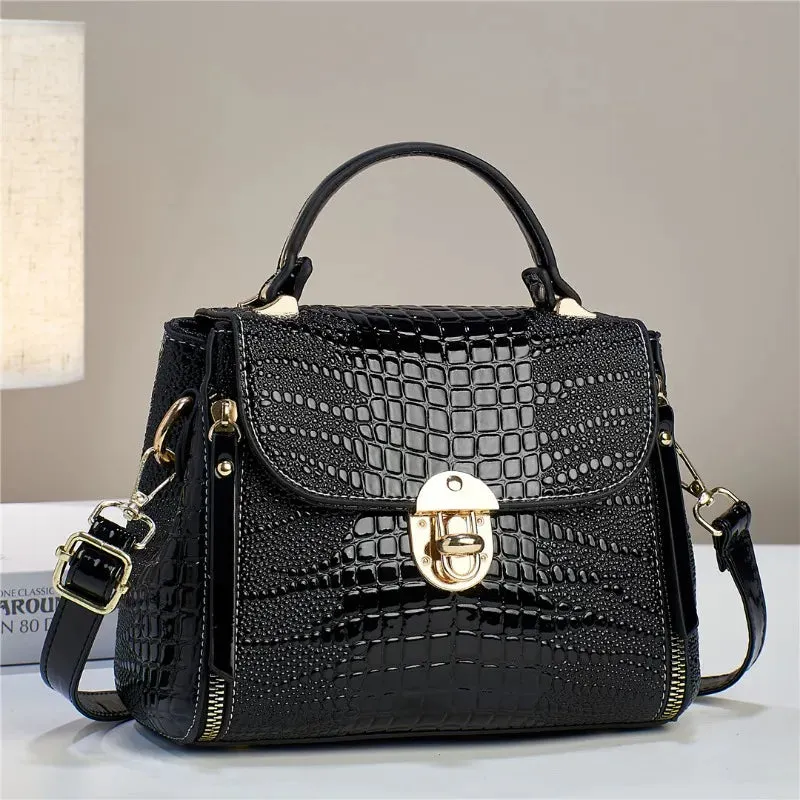 Commuting Crocodile Pattern Leather Handbag