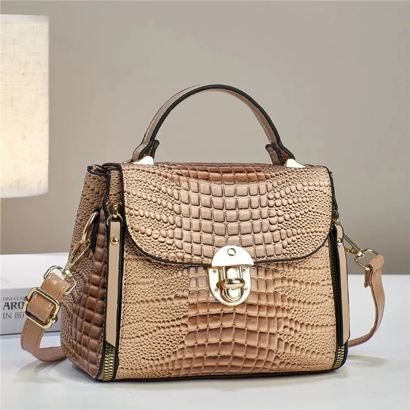 Commuting Crocodile Pattern Leather Handbag