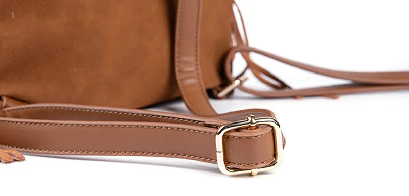 Cool Ladies Western Brown Vegan Leather Fringe Backpack Purse For Women