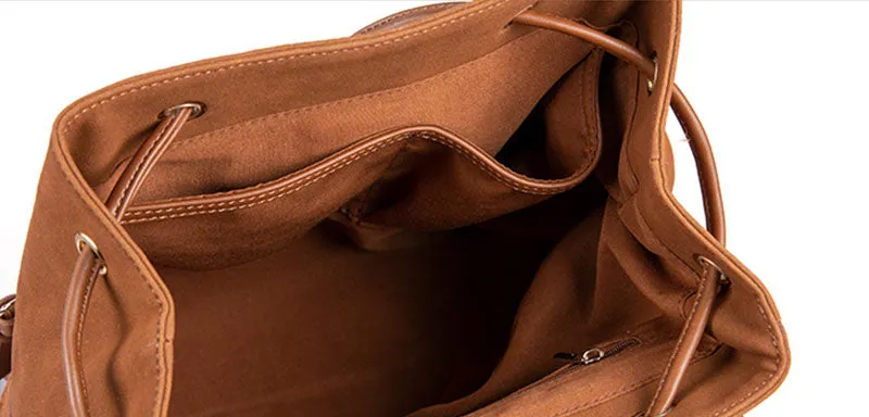 Cool Ladies Western Brown Vegan Leather Fringe Backpack Purse For Women