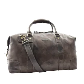 DR324 Genuine Leather Holdall Travel Weekend Duffle Bag Brown