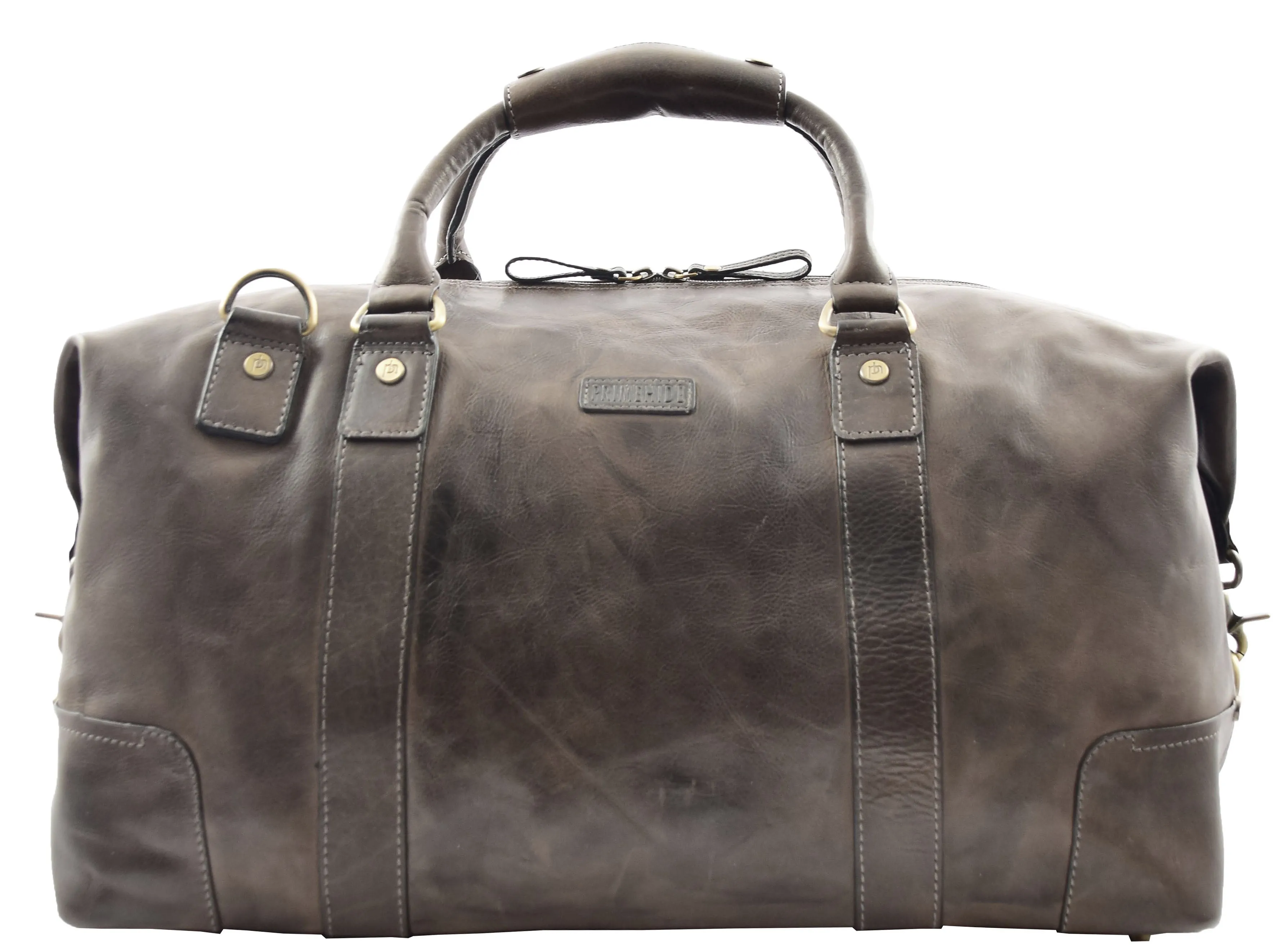 DR324 Genuine Leather Holdall Travel Weekend Duffle Bag Brown