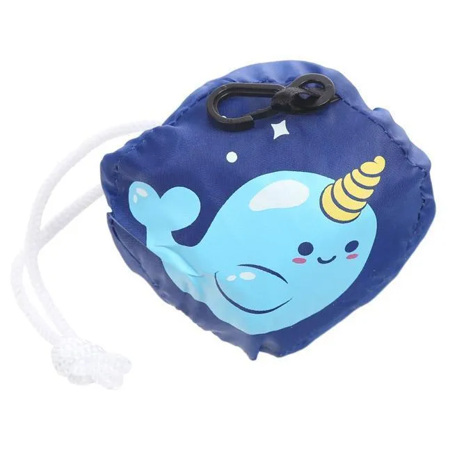 Foldable Reusable Eco Friendly Shopping Bag - Kawaii Narwhal unicorn of the sea