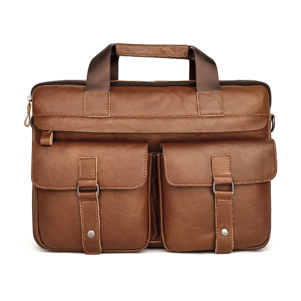 Genuine Leather Men's Briefcases 15.6" Laptop Bag Office Bags for Men