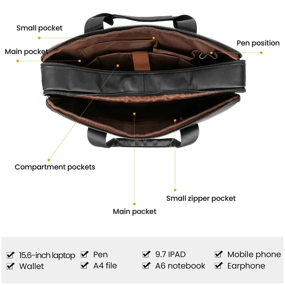 Genuine Leather Men's Briefcases 15.6" Laptop Bag Office Bags for Men