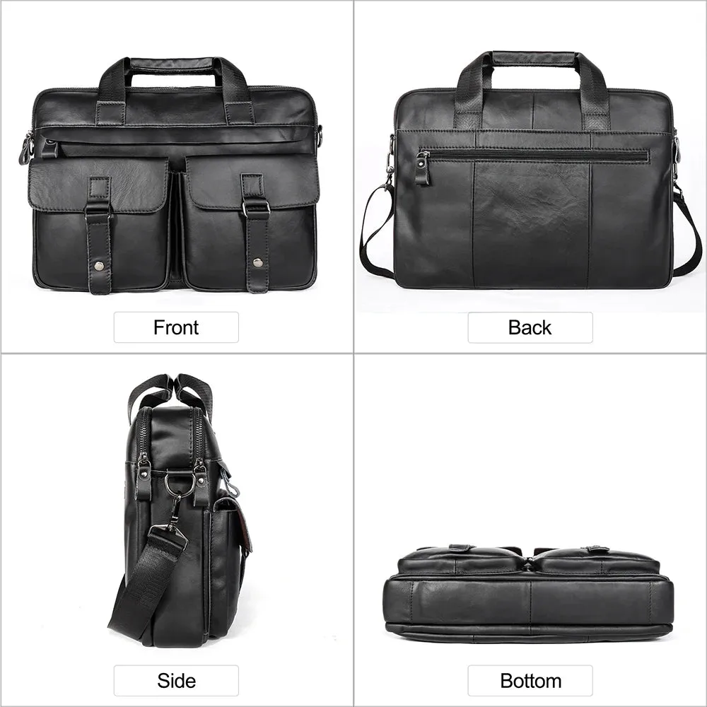 Genuine Leather Men's Briefcases 15.6" Laptop Bag Office Bags for Men