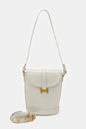 Grey Women Detachable Handle Handbag