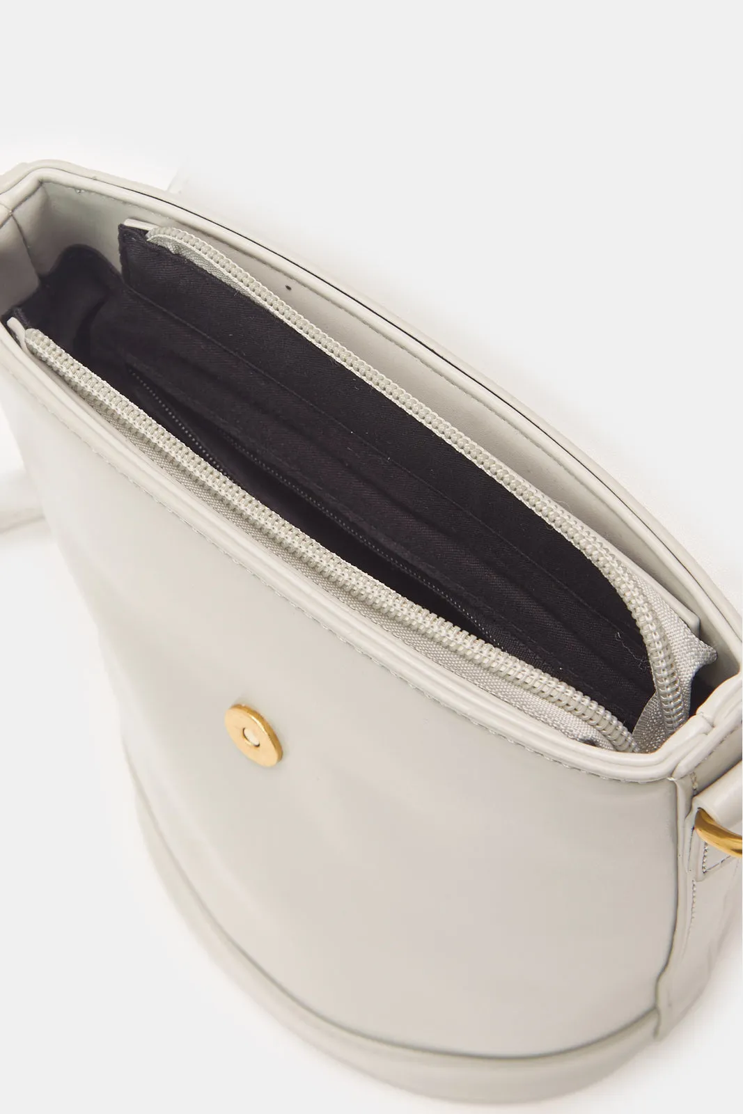 Grey Women Detachable Handle Handbag