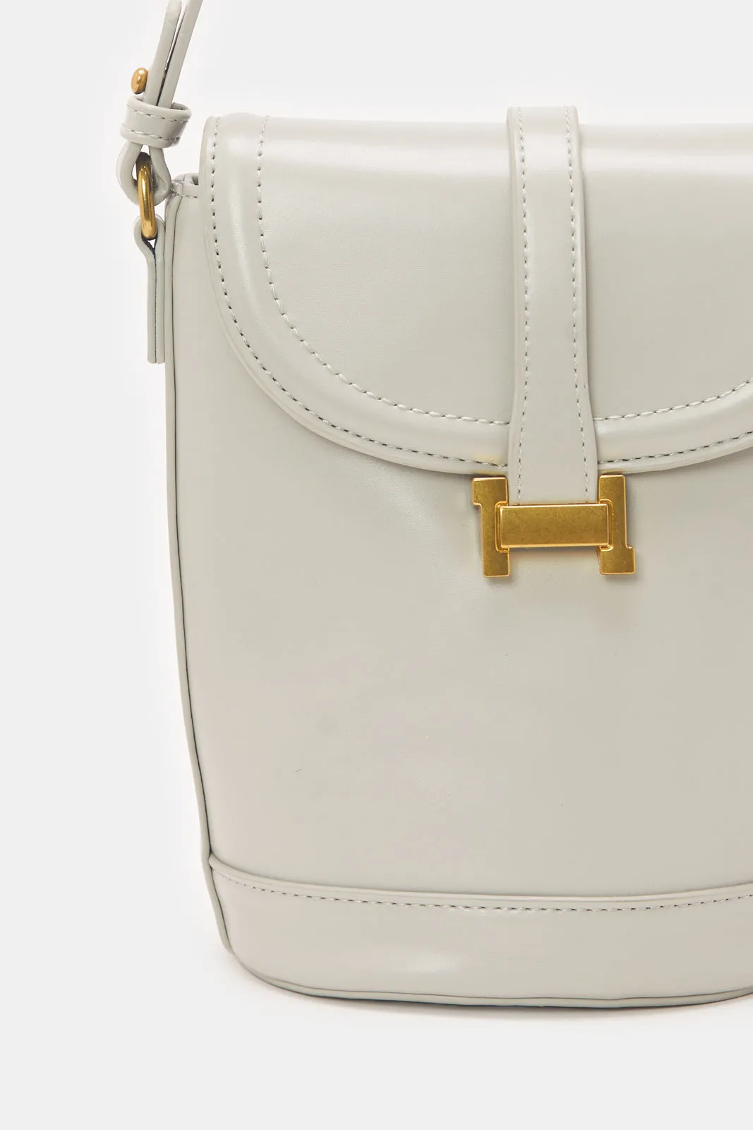 Grey Women Detachable Handle Handbag