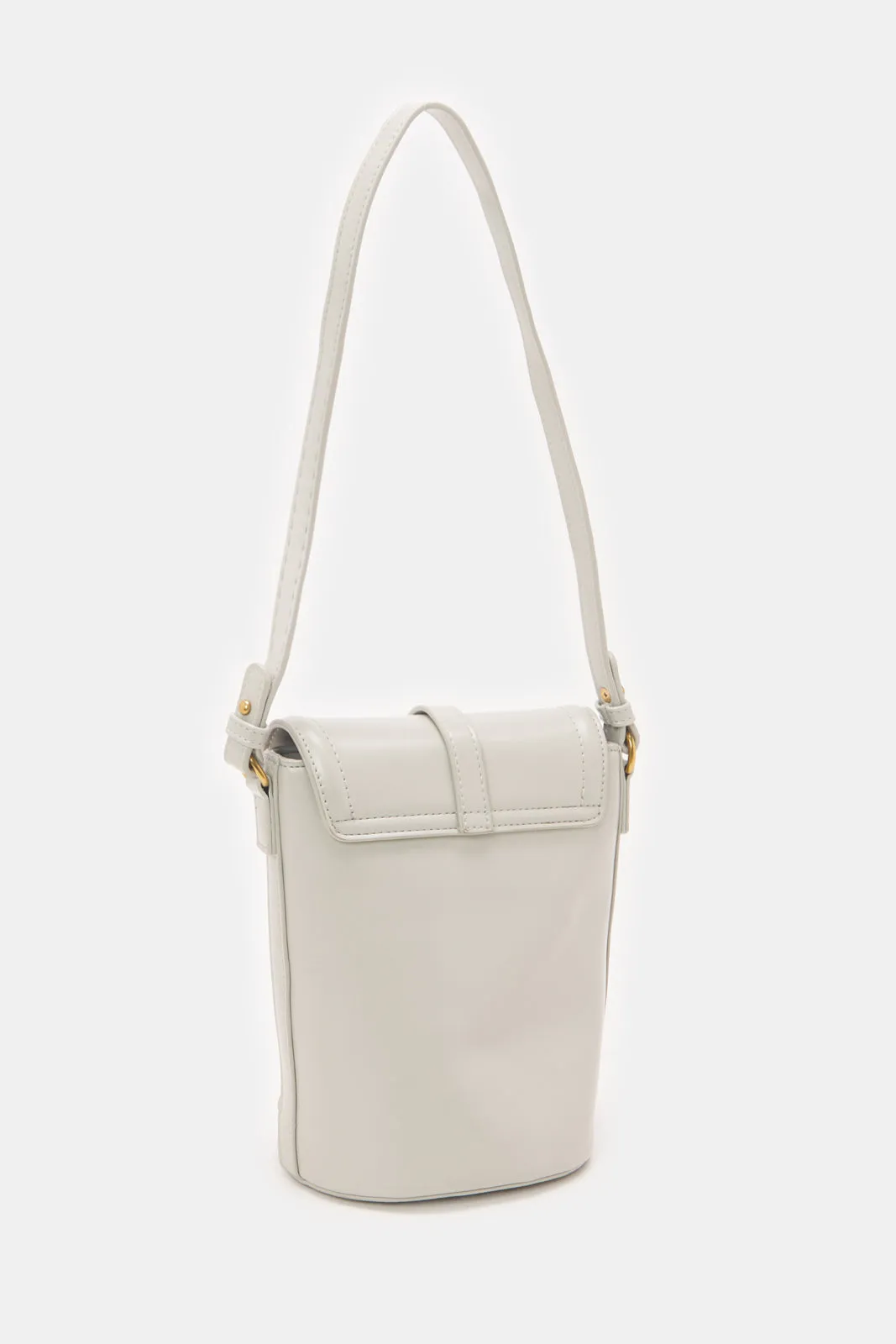 Grey Women Detachable Handle Handbag