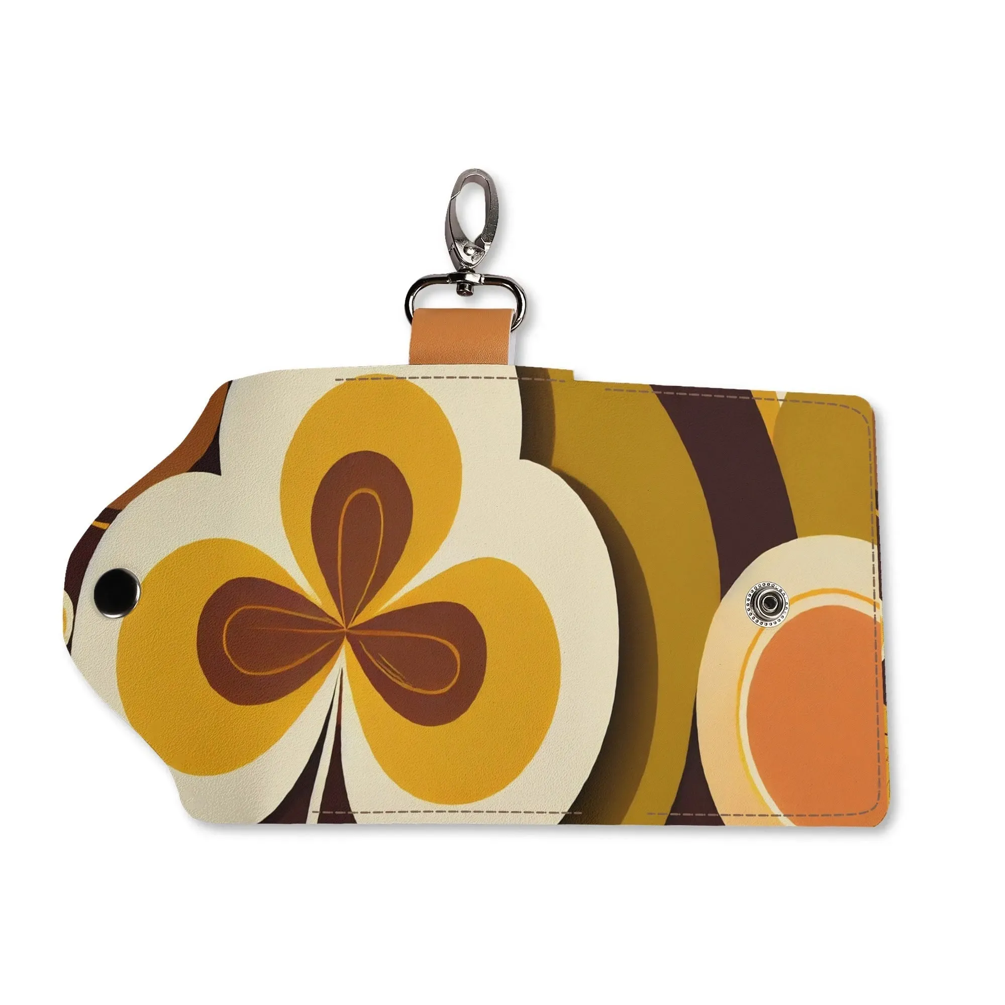 Groovy Flower Power Retro Keychain Wallet, Vintage Cardholder, Funky Small Bag Accessory