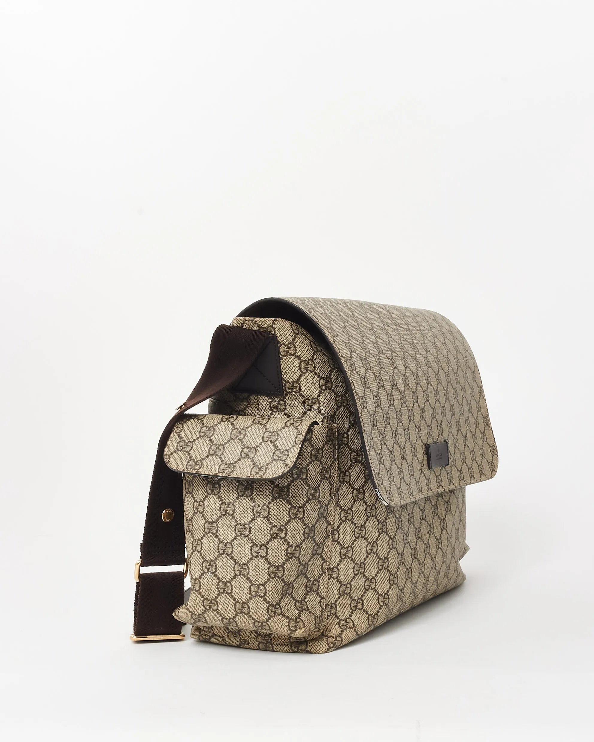 Gucci Beige & Ebony GG Monogram Supreme Coated Canvas Medium Diaper Bag