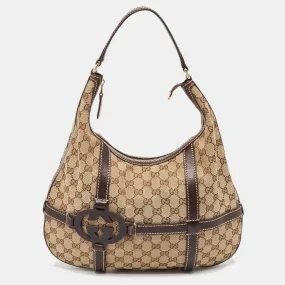Gucci /ebony Gg Canvas And Leather Royal Hobo