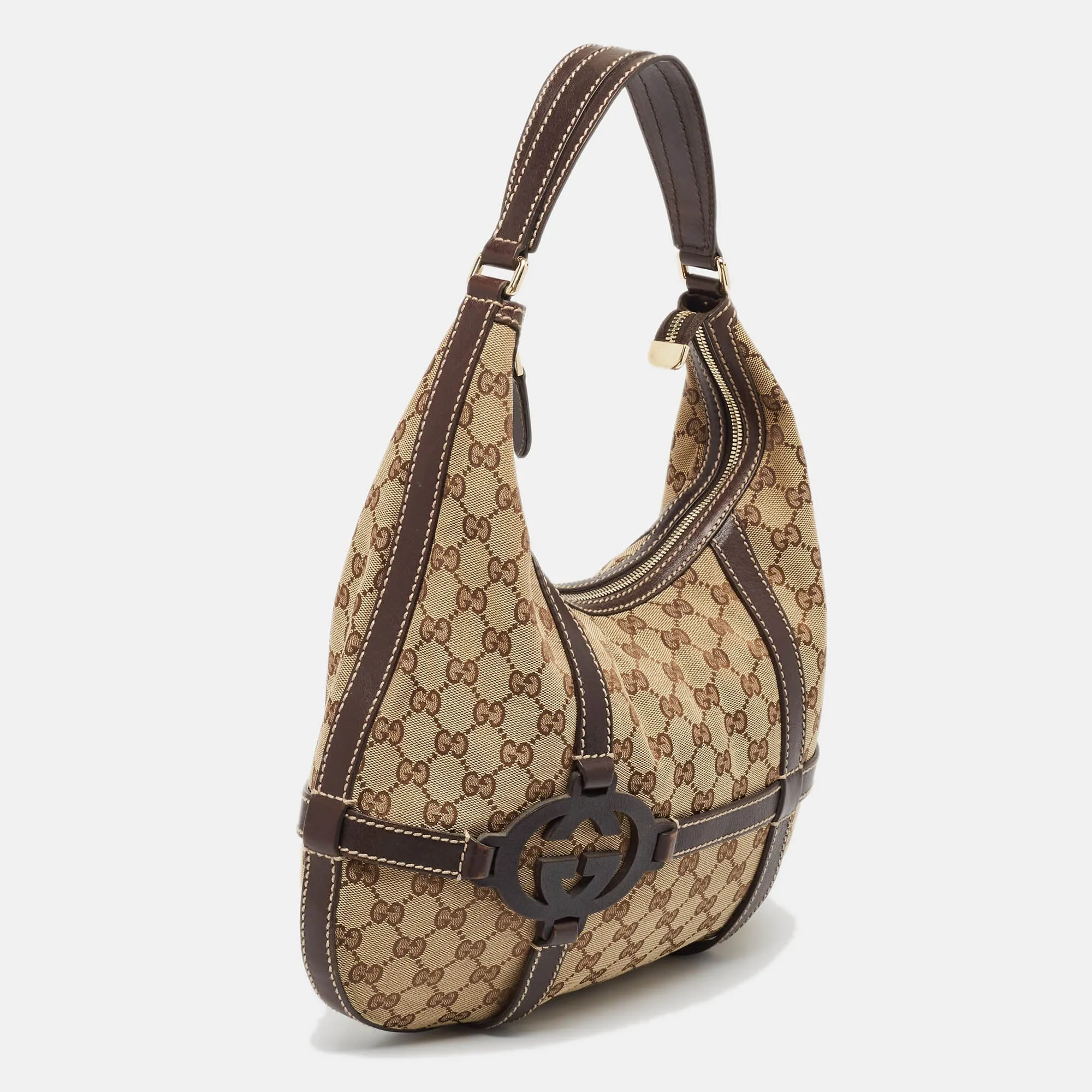 Gucci /ebony Gg Canvas And Leather Royal Hobo