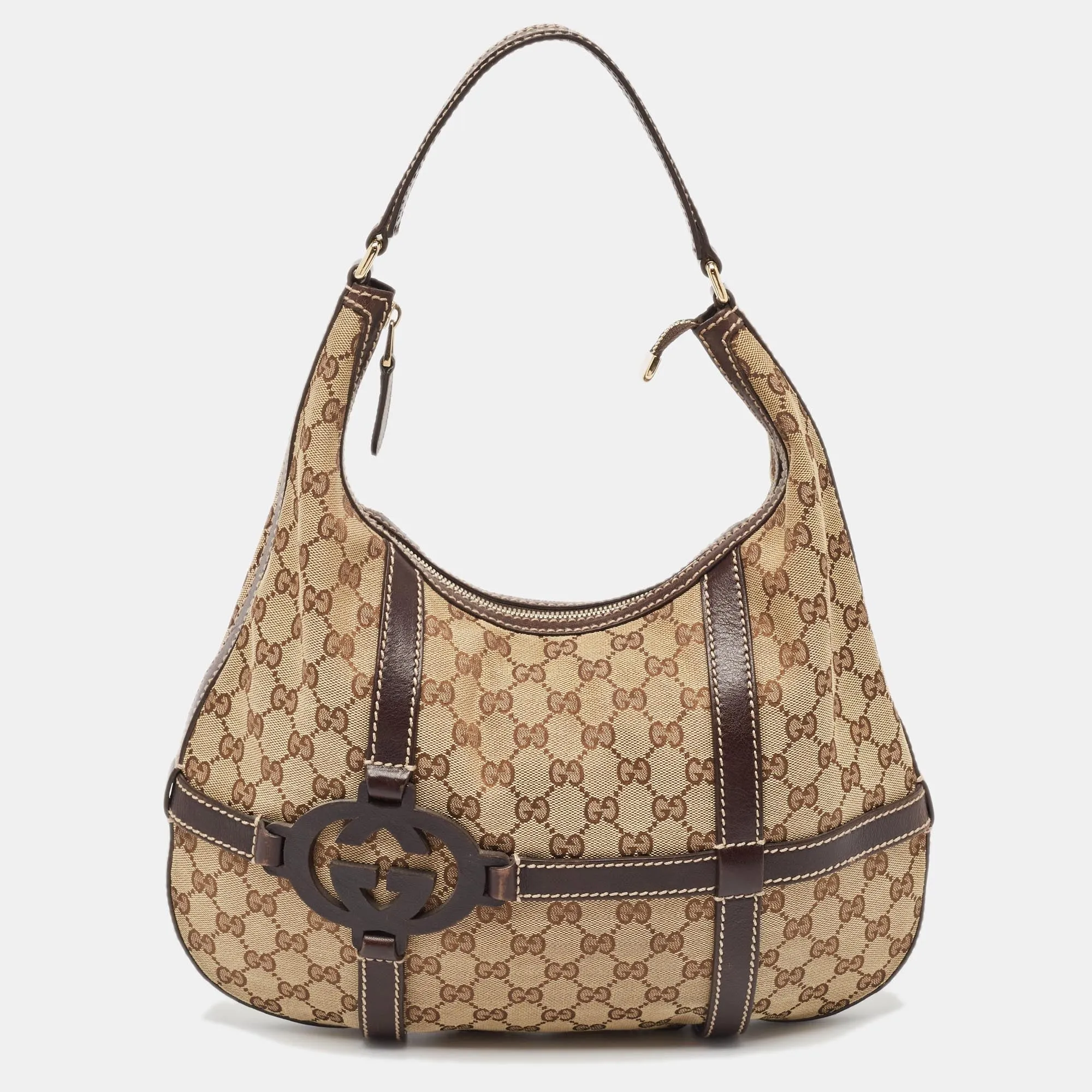 Gucci /ebony Gg Canvas And Leather Royal Hobo