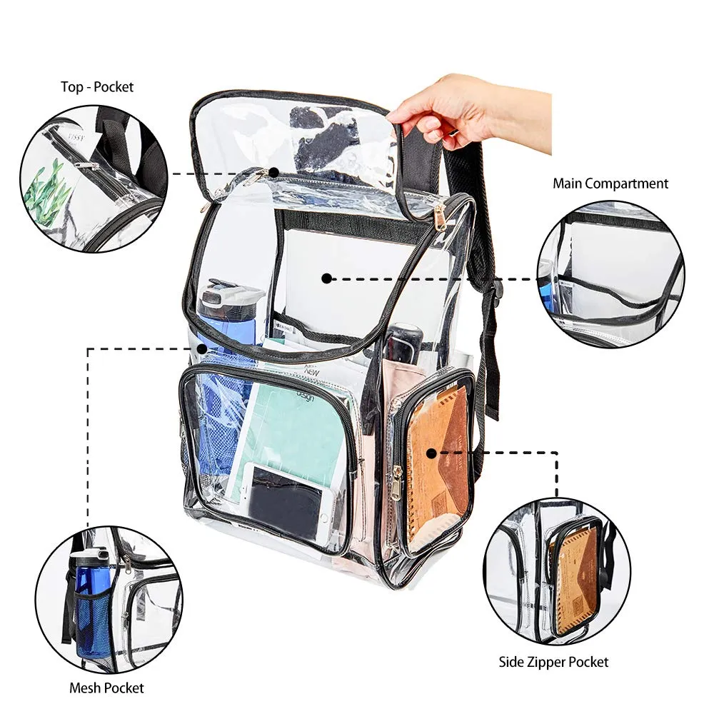 Heavy Duty Clear Backpack Security Transparent PVC Backpack for Work, Security Check
