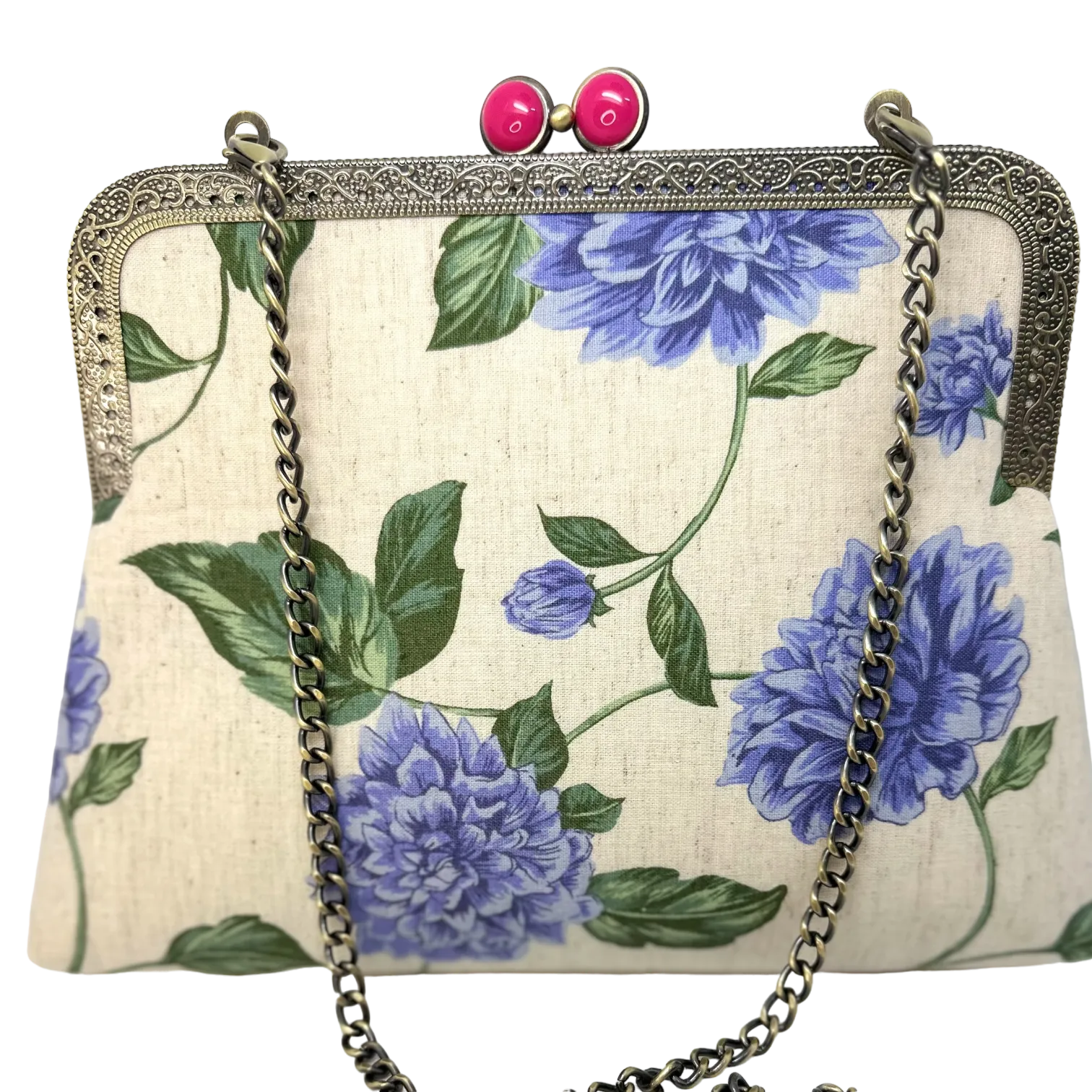Kiki & Syds Everyday Clutch - Blue Dahlia - Pink closure