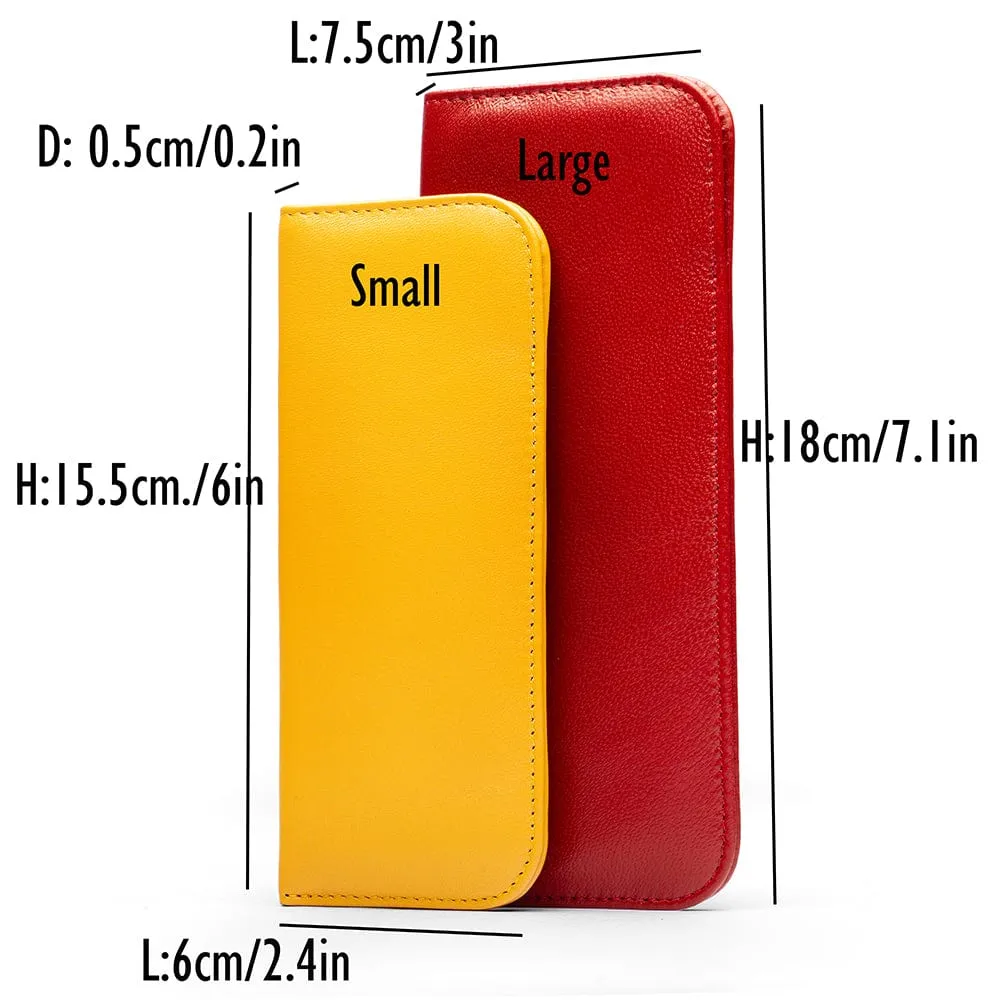 Large Leather Glasses Case - Soft Orange