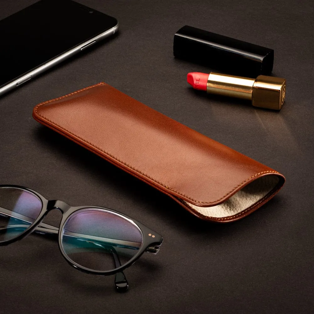 Large Leather Glasses Case - Soft Tan