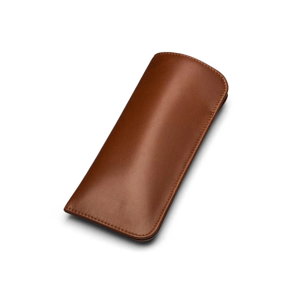 Large Leather Glasses Case - Soft Tan