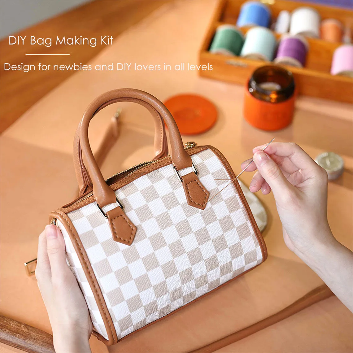 Leather Checker Boston Crossbody Bag DIY Kit