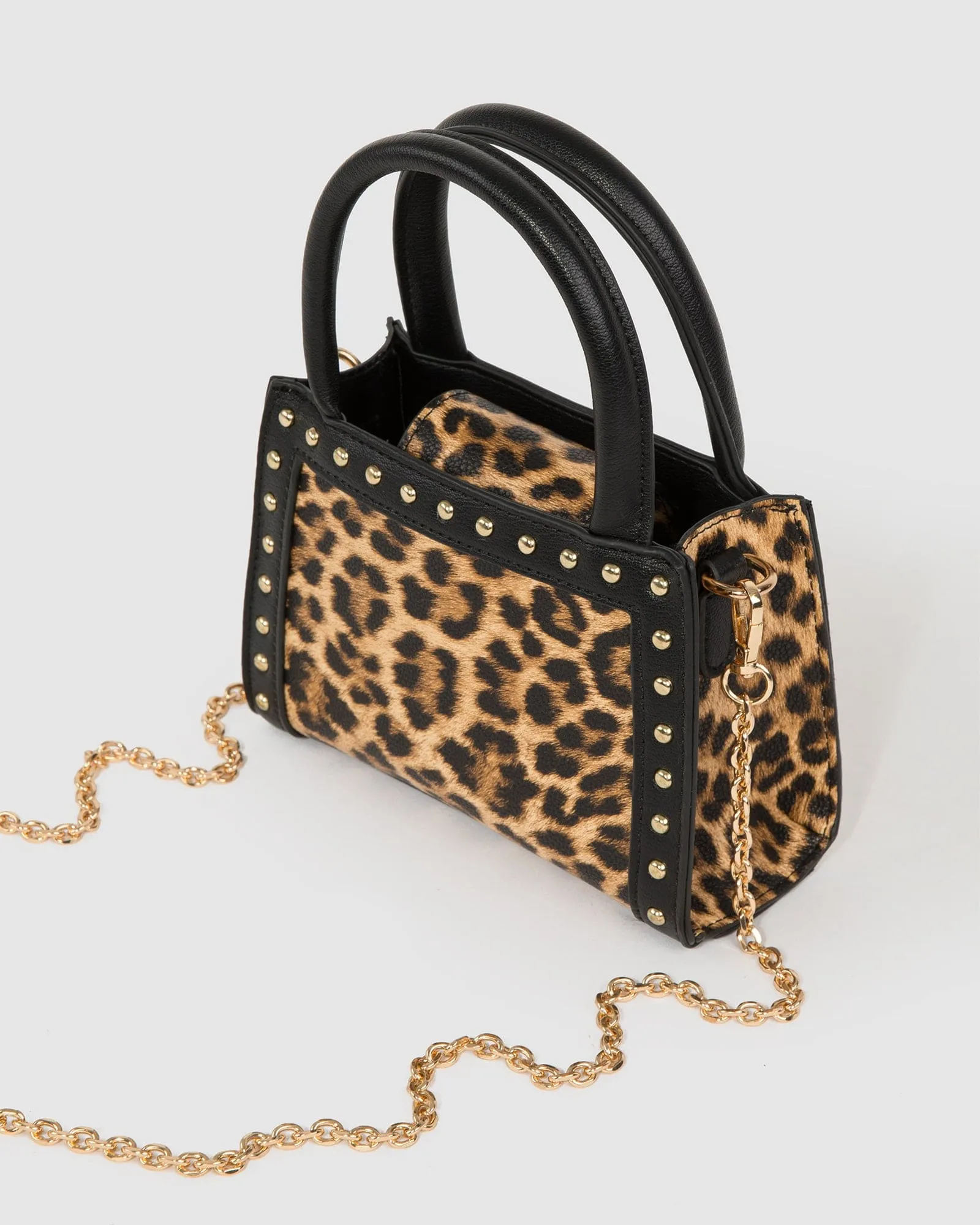 Leopard Print Philippa Mini Stud Tote Bag