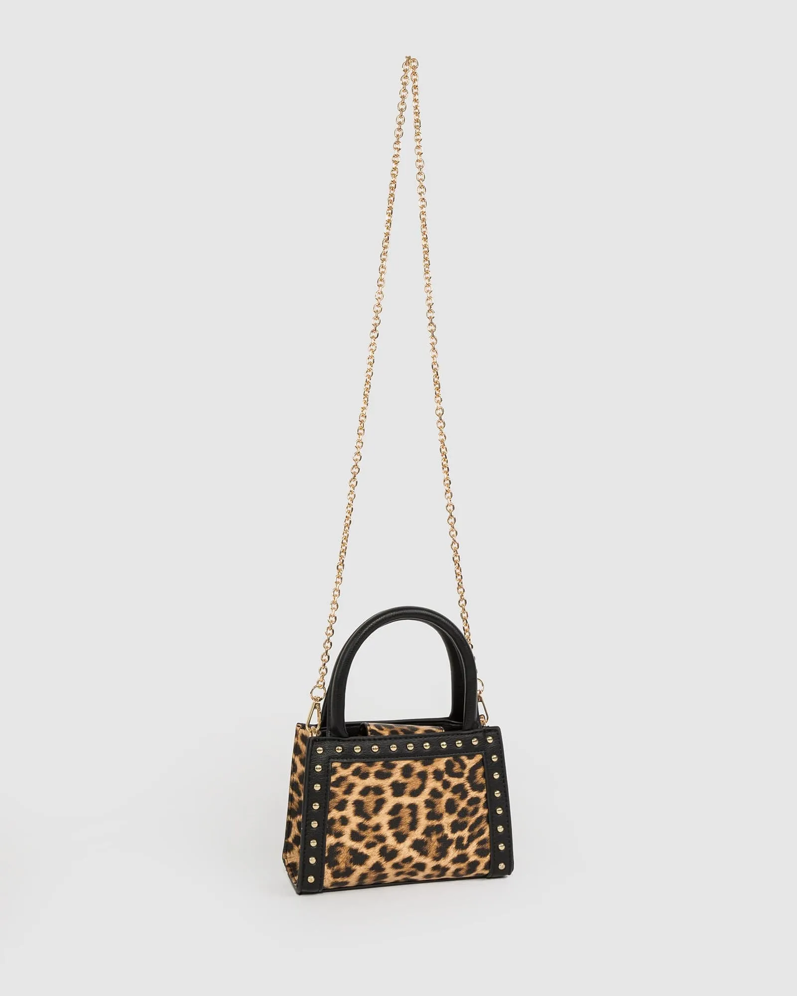 Leopard Print Philippa Mini Stud Tote Bag