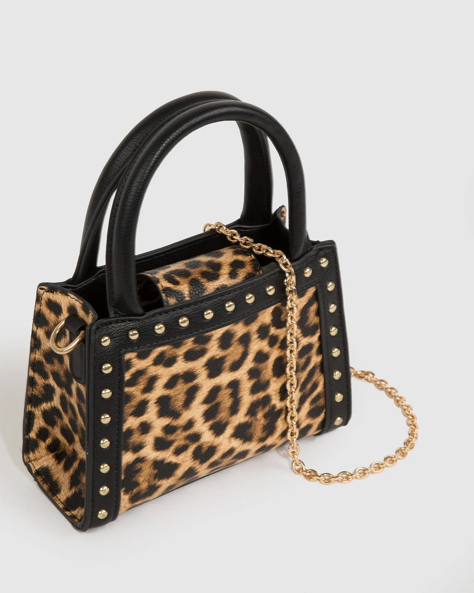 Leopard Print Philippa Mini Stud Tote Bag
