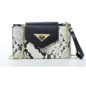 Mary Small Crossbody Leather Purse in Black Snakeskin Pattern
