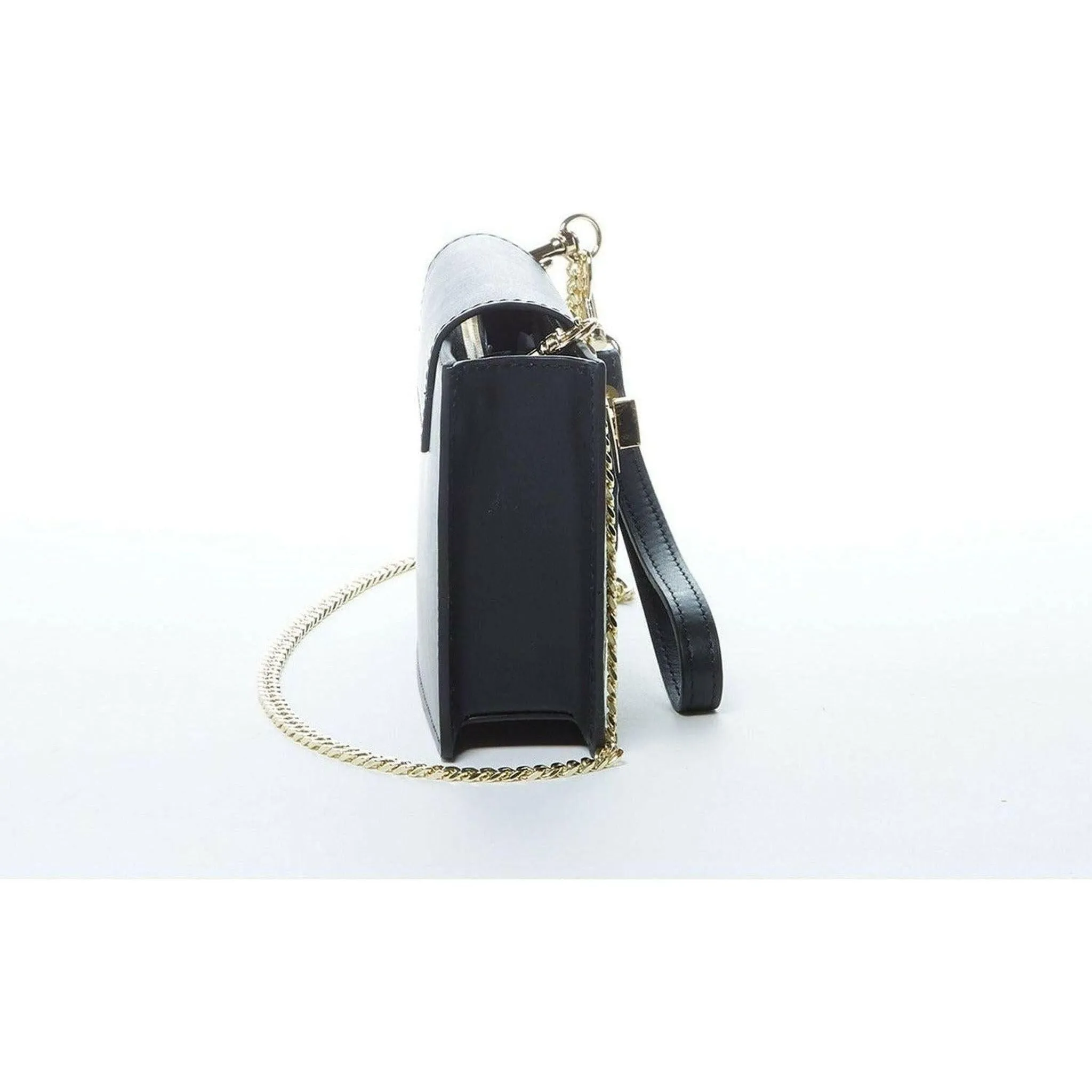 Mary Small Crossbody Leather Purse in Black Snakeskin Pattern