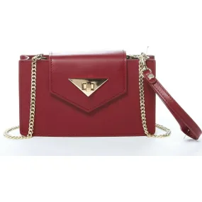 Mary Small Crossbody Leather Wristlet in Burgundy