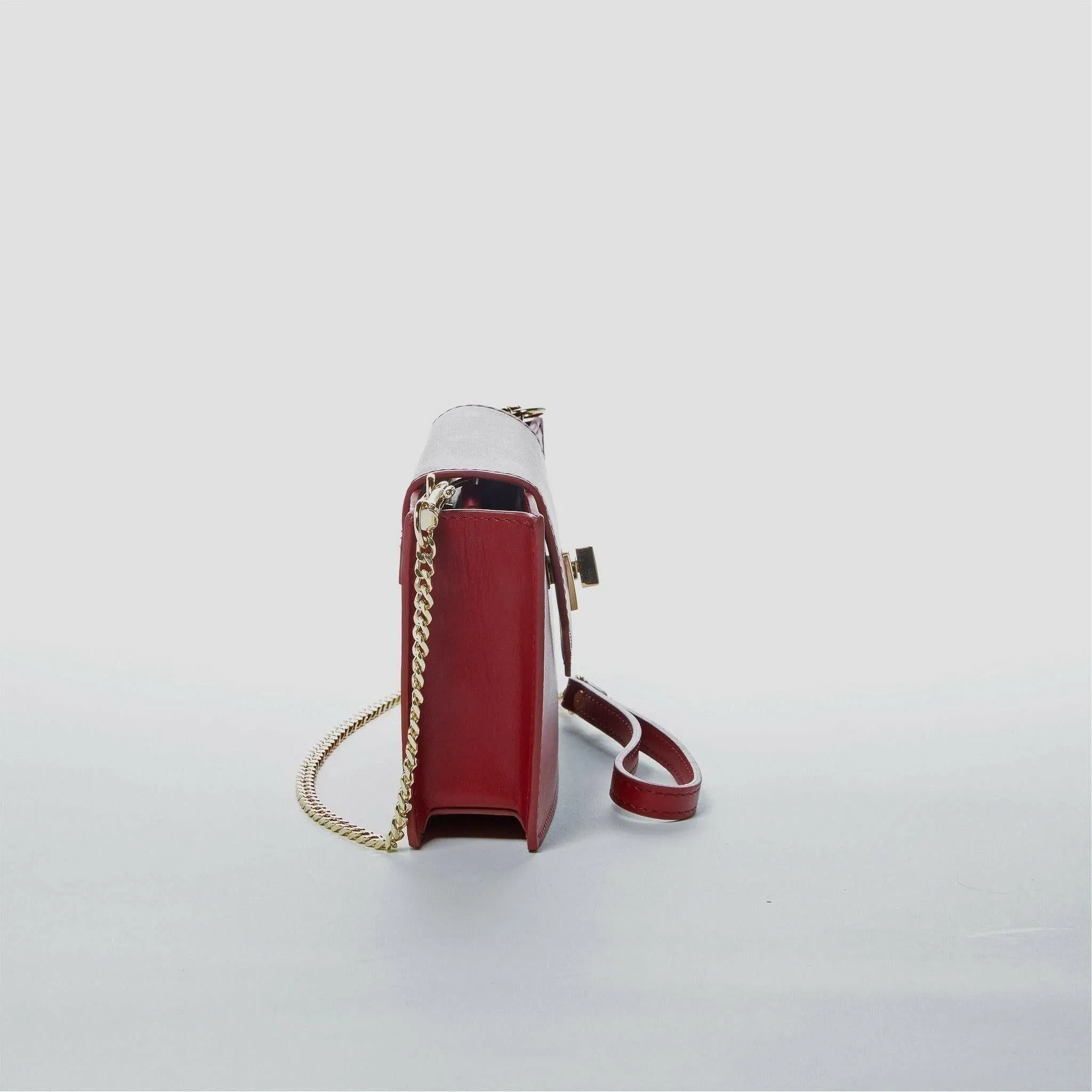 Mary Small Crossbody Leather Wristlet in Burgundy