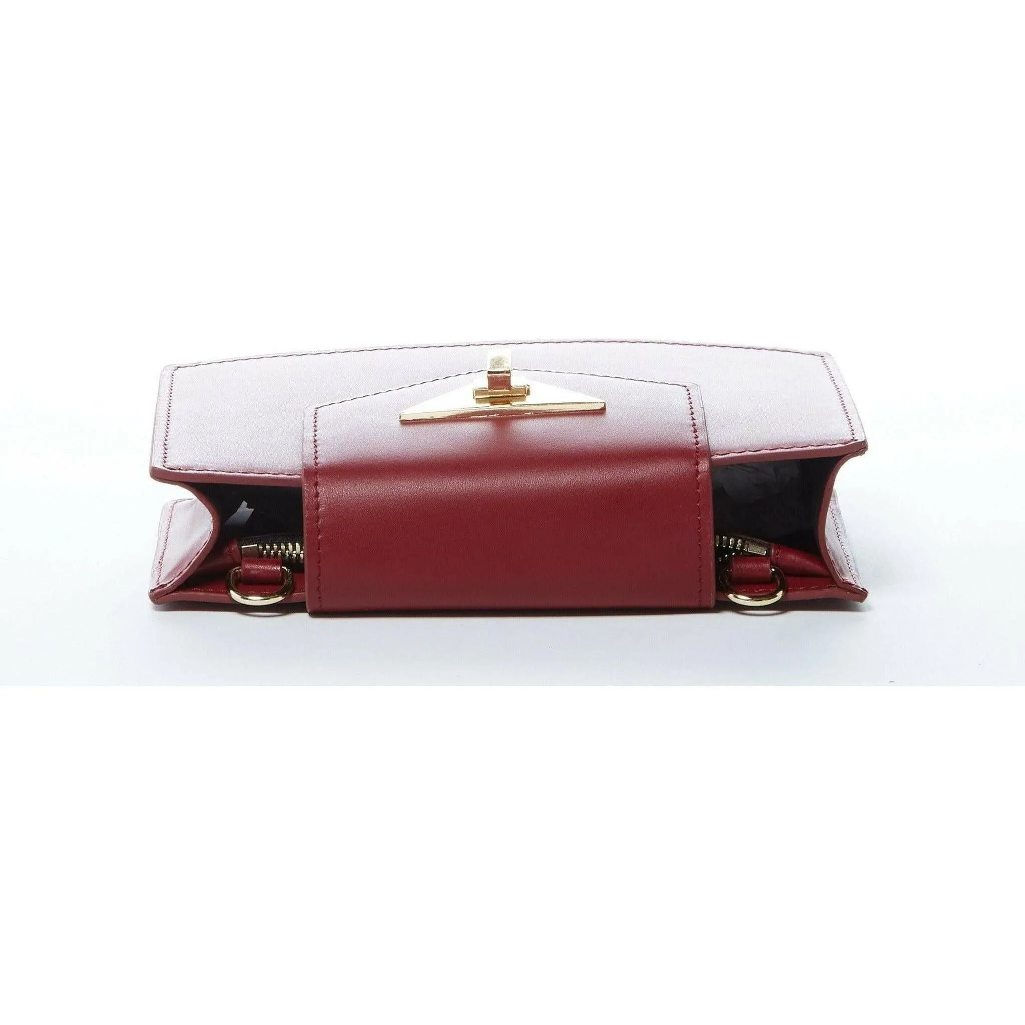 Mary Small Crossbody Leather Wristlet in Burgundy