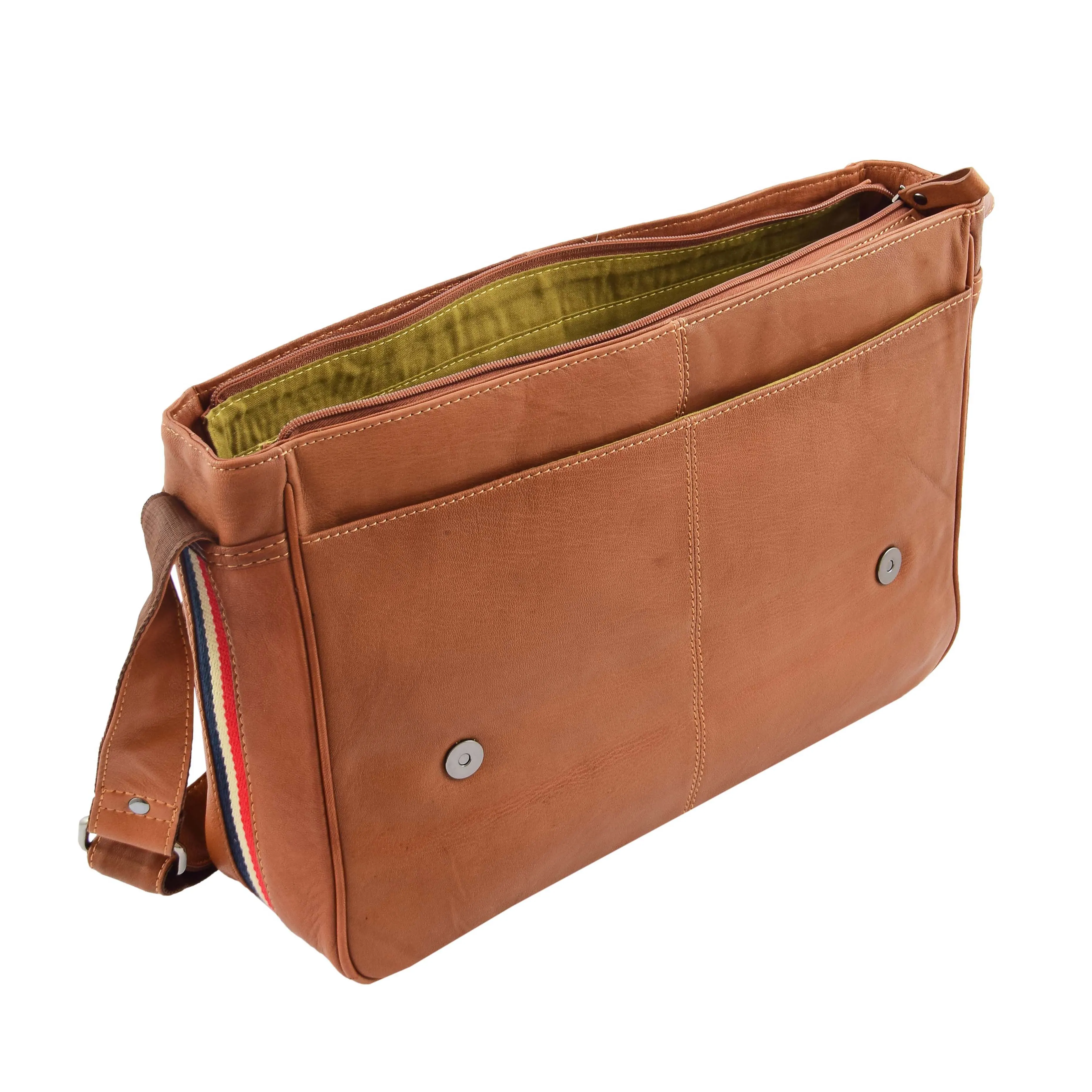 Mens Messenger Bag Real Leather Flight Shoulder Organiser Carl Tan