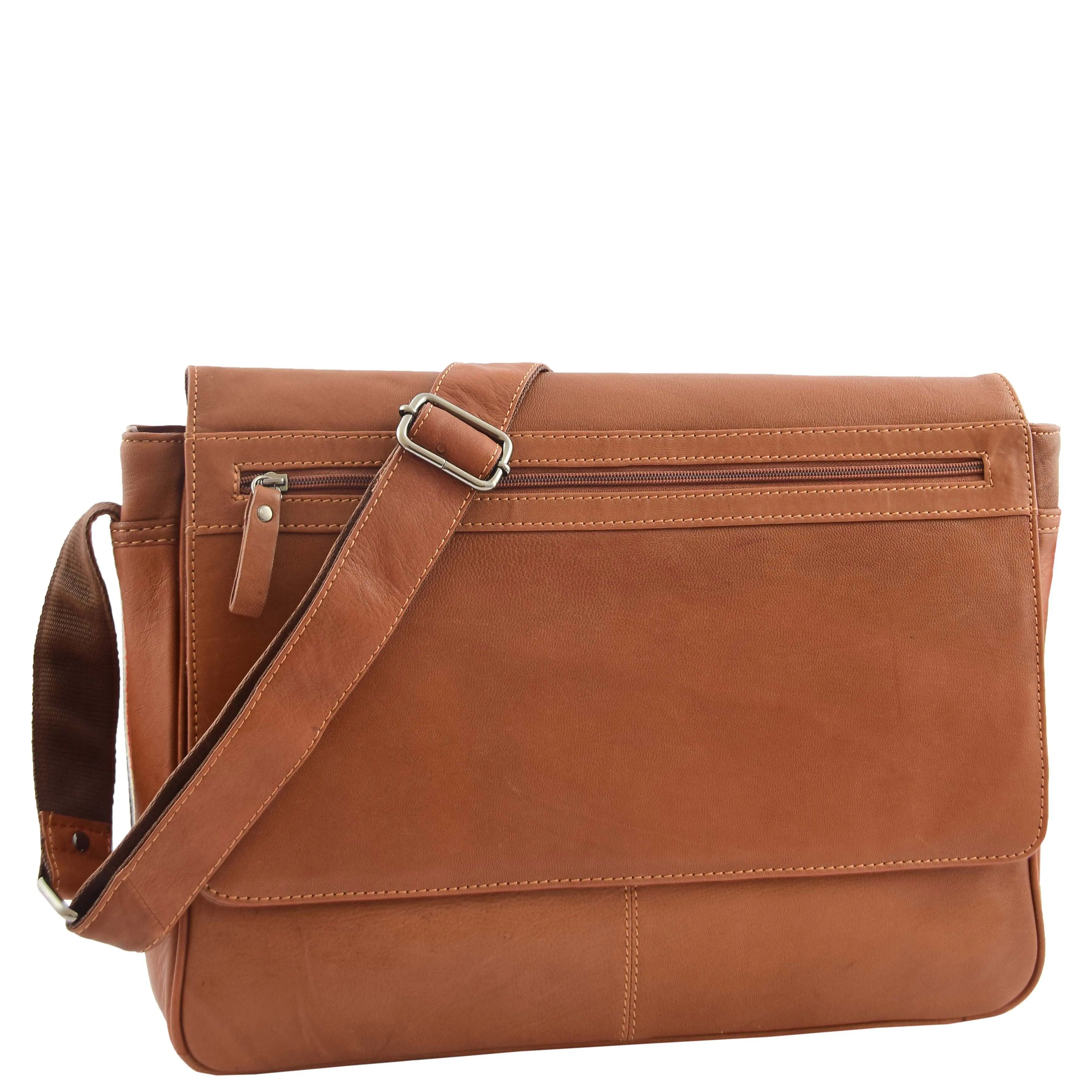 Mens Messenger Bag Real Leather Flight Shoulder Organiser Carl Tan