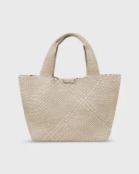 Mercato Handwoven Tote in Beige Leather