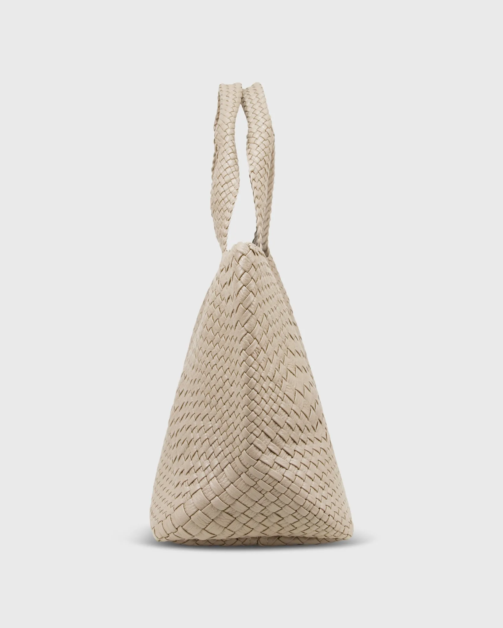 Mercato Handwoven Tote in Beige Leather