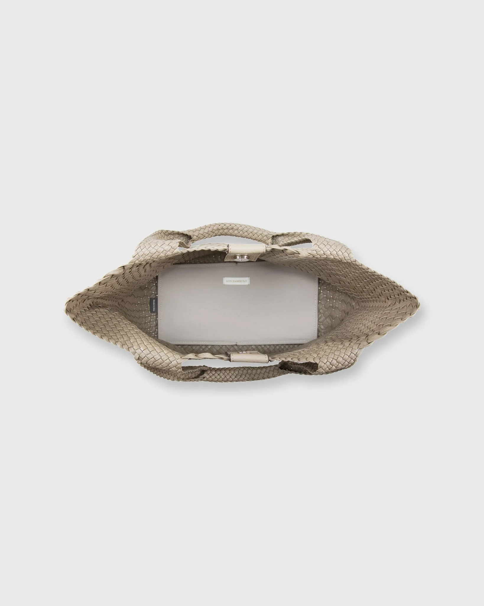 Mercato Handwoven Tote in Beige Leather