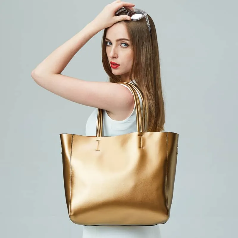 Metallic Fashion Shoulder Bag PU Tote Bag