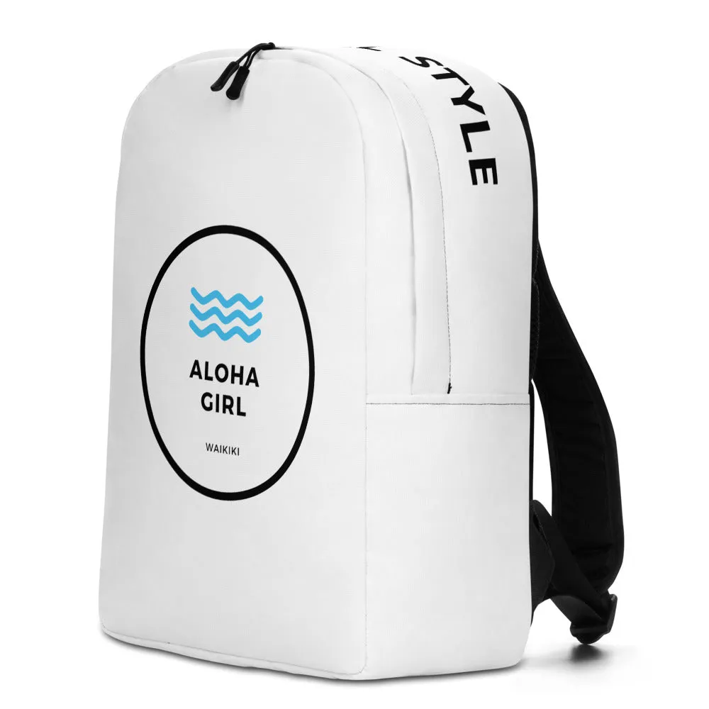 Minimalist Backpack Aloha Girl Style Wave White