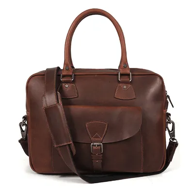 Miramas Leather Office Bag – Walnut Brown