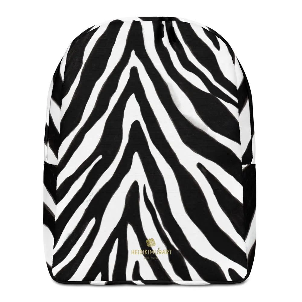 Modern Black White Zebra Animal Print Laptop Computer Tablet Minimalist Backpack- Made in EU