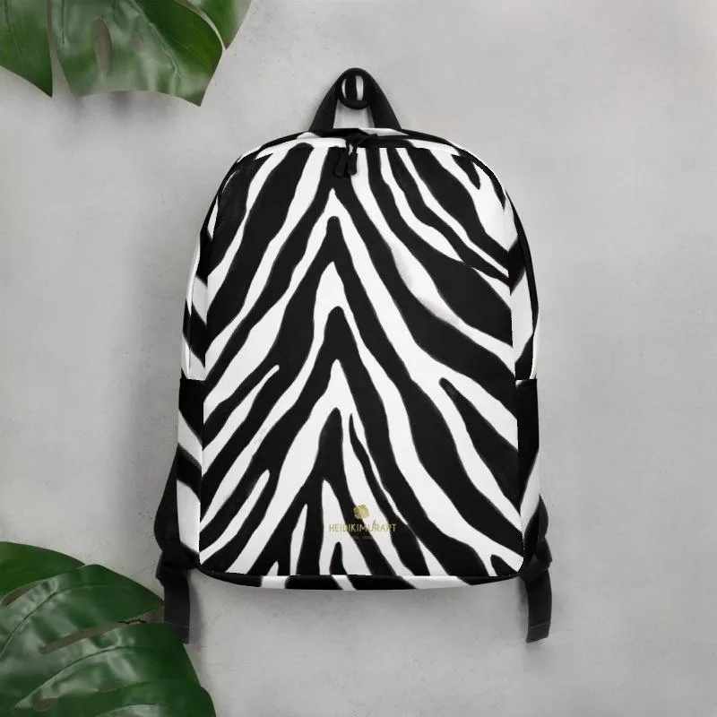Modern Black White Zebra Animal Print Laptop Computer Tablet Minimalist Backpack- Made in EU