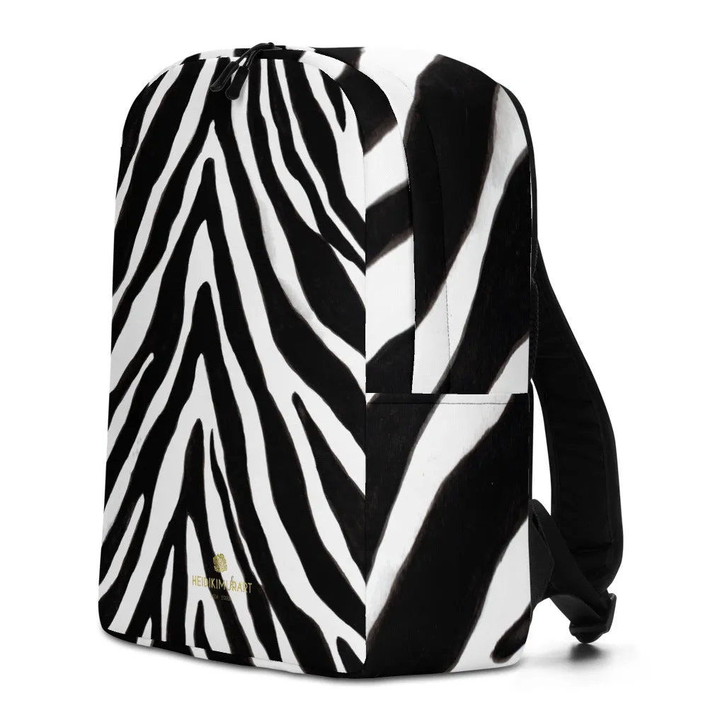 Modern Black White Zebra Animal Print Laptop Computer Tablet Minimalist Backpack- Made in EU