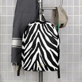 Modern Black White Zebra Animal Print Laptop Computer Tablet Minimalist Backpack- Made in EU