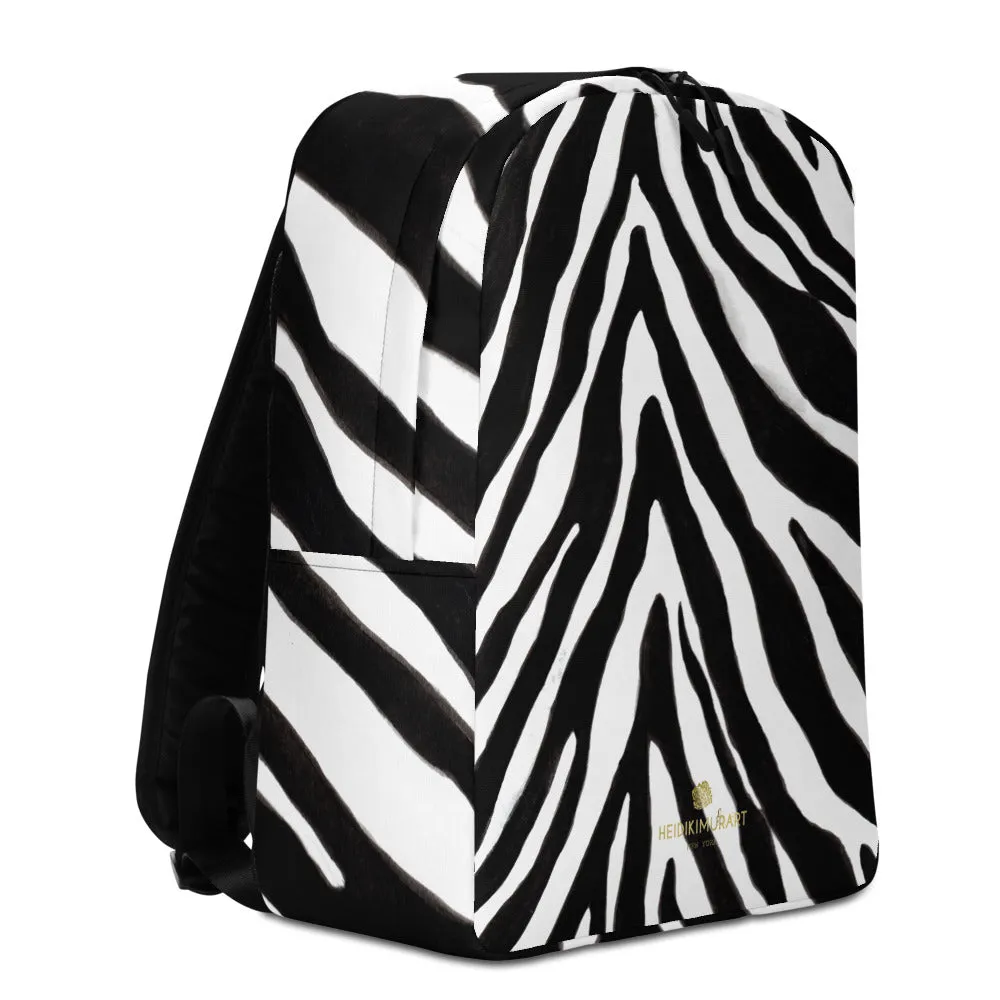 Modern Black White Zebra Animal Print Laptop Computer Tablet Minimalist Backpack- Made in EU